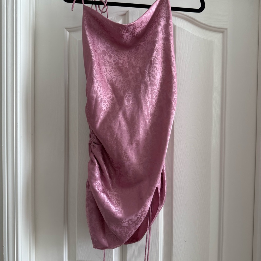 RESA Pink Satin Ruched Dress